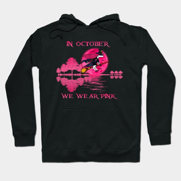 Unicorn Witch In October We Wear Pink Guitar Shadow Hoodie by Magazine